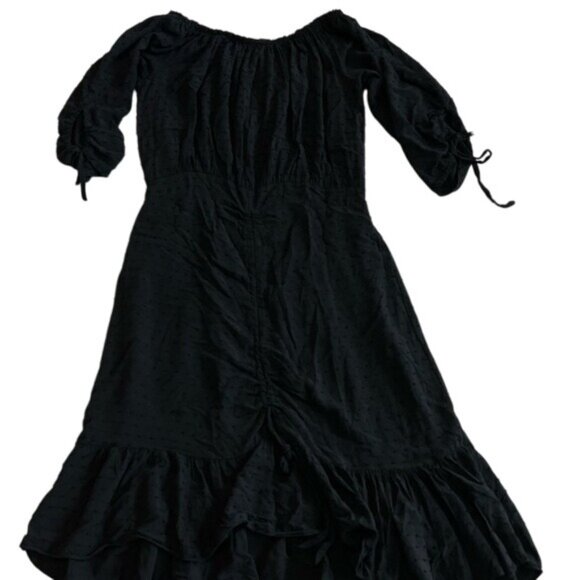 Alice Rinaldi Clip Dot Dress Black 1/2 Sleeve Ruched Made in Italy Size 2 - Picture 9 of 12